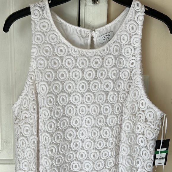 Crown & lvy White Lace Mini Dress Size L NWT - Picture 4 of 13